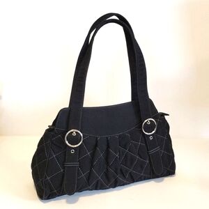 Vera Brandley Black Quilted Double Handles Floral lining  Shoulder Bag